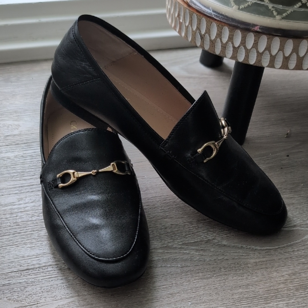 Coach Haley Loafer - Black leather with gold buckle